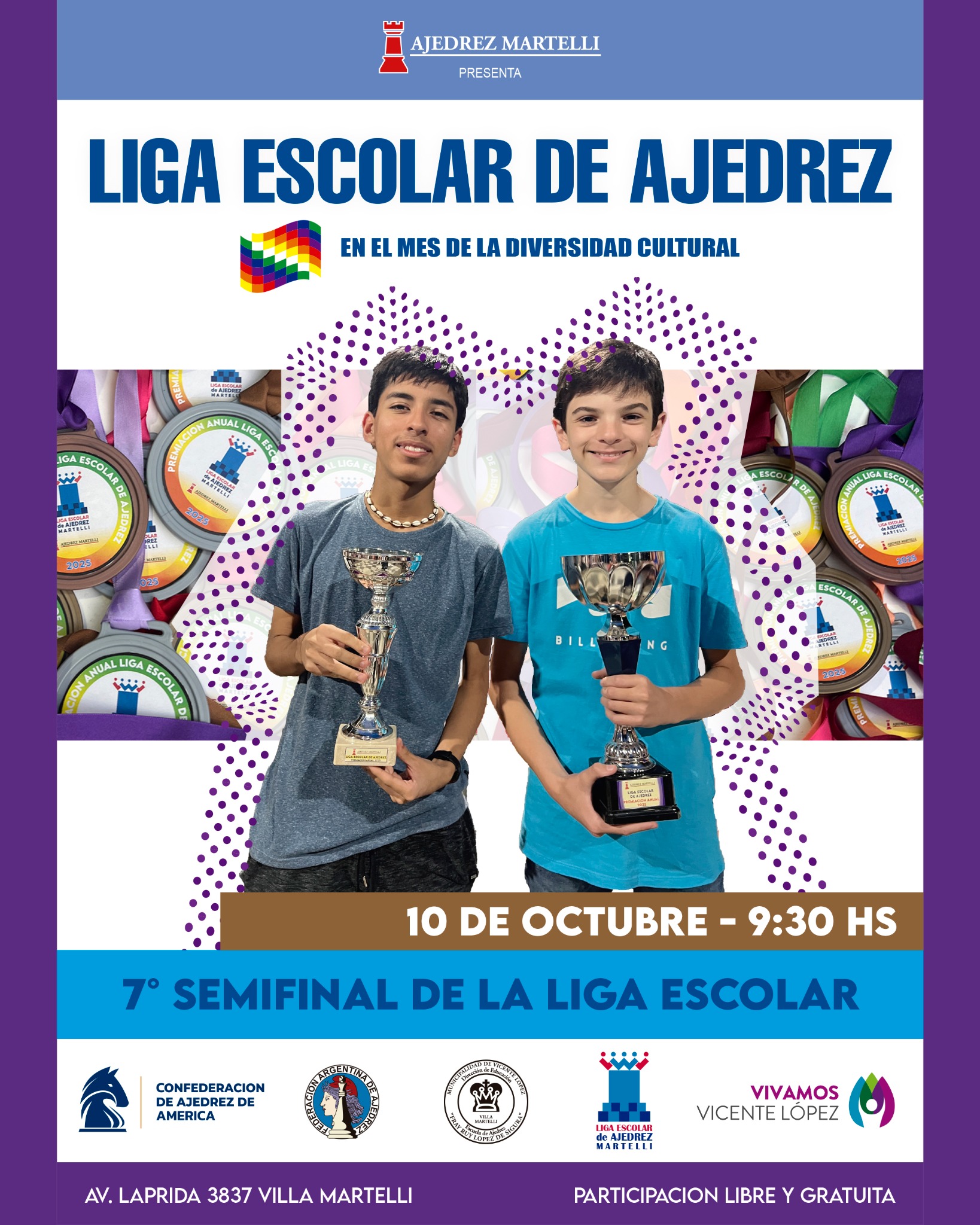 Liga Escolar de Ajedrez, 7.ª Semifinal, Mes de la Diversidad Cultural, 10 de octubre de 2026